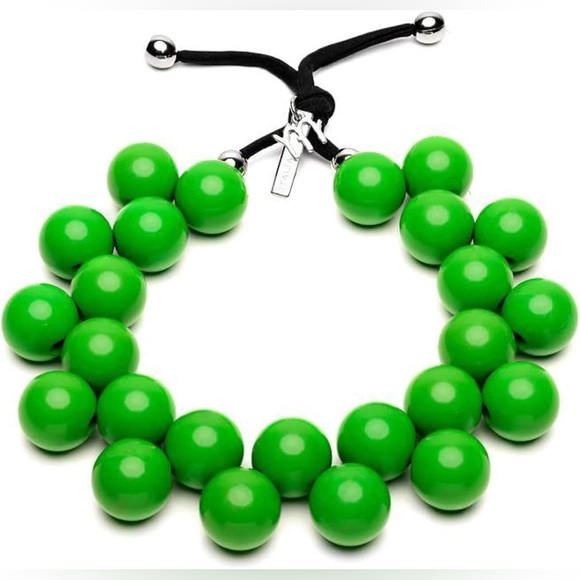 Mirta Bijoux Jewelry - Mirta Bijoux Ballsmania Kelly Green Statement Necklace | Adjustable Cord